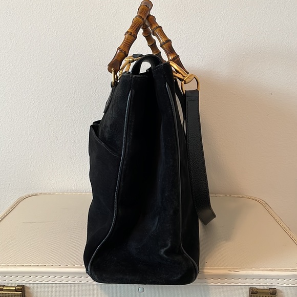Vintage Gucci Diana Black Suede Bamboo Two Way - Picture 4 of 16